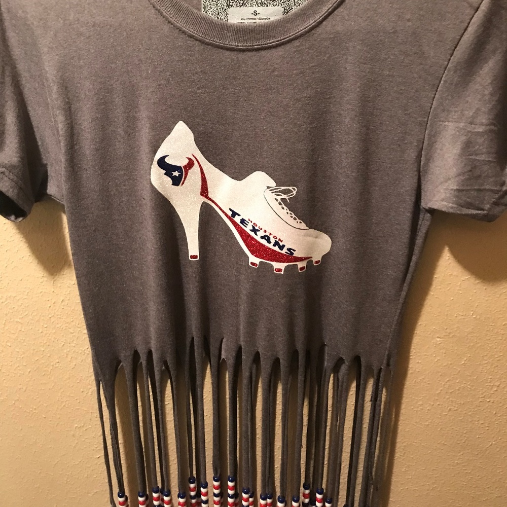 Gray Houston Texans High Heel Cleet T-Shirt S - Picture 2 of 3